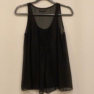 Broadway & Broome pleated black chiffon top, sz S